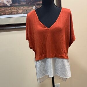 Zara Orange and White Oversized Blouse